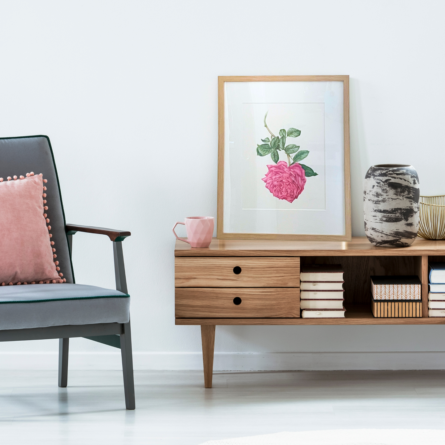 Rosa 'American Beauty' Original Watercolor